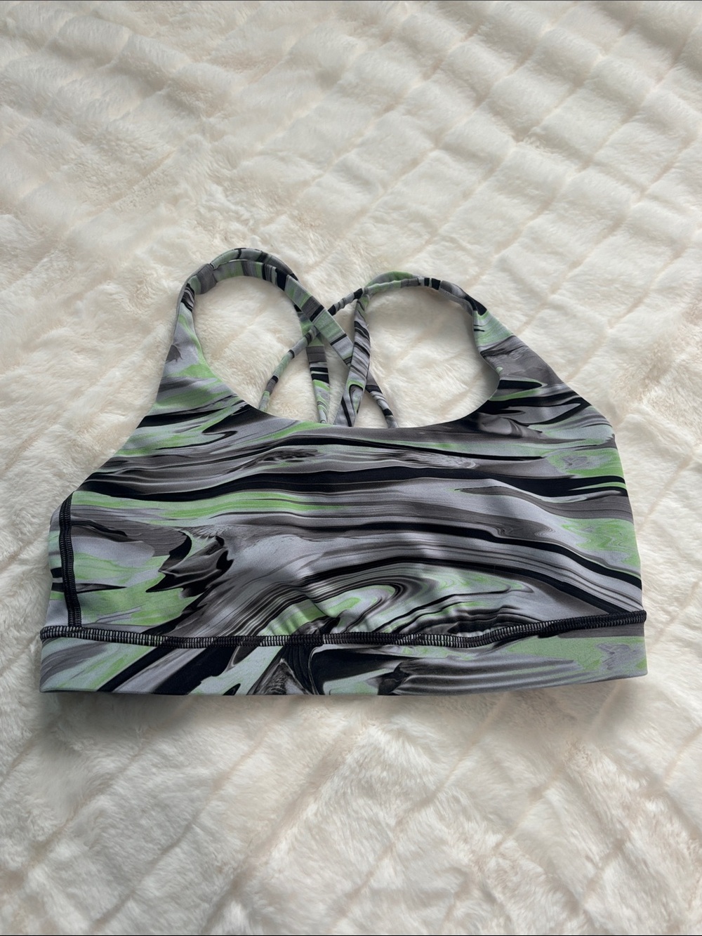 Lululemon Women's Gray & Green marble Strappy Sports Bra sz:6 - Picture 2 of 4